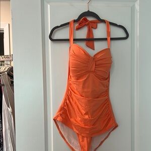 Tommy Bahama Orange One Piece Swimsuit with Ruching